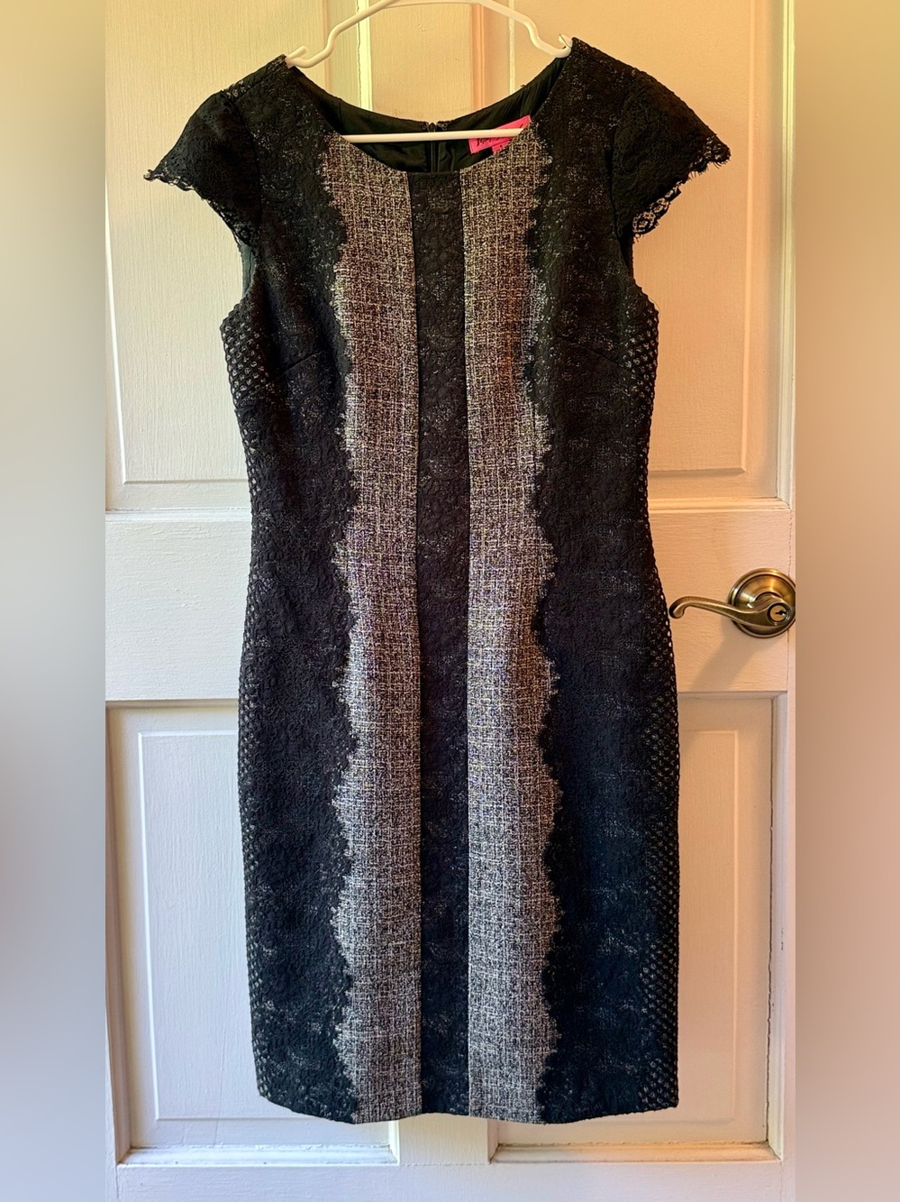 Betsey Johnson - Black and Gray Lace-Trim Midi Dress